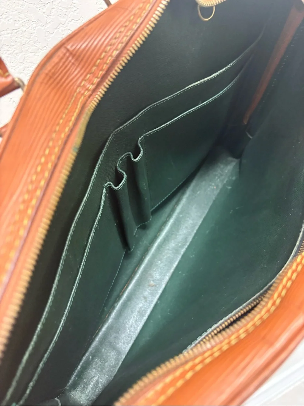 Louis Vuitton Porte Documents Voyage Brown Epi Handbag